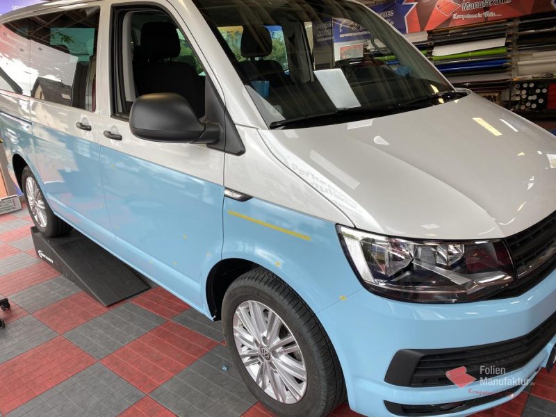 VW T6 zwei Farben bicolor Vollfolierung blau – Bild 5