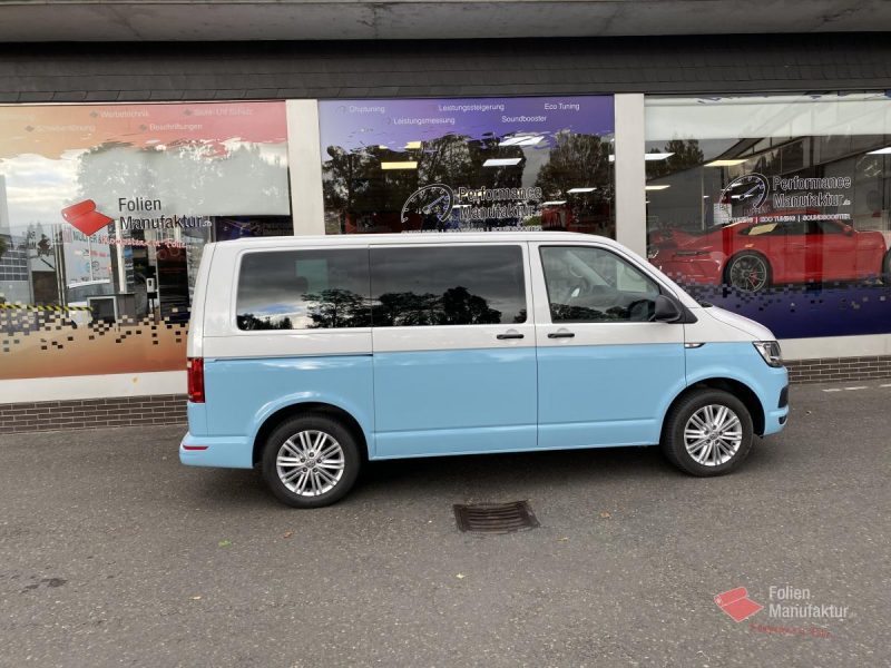 VW T6 zwei Farben bicolor Vollfolierung blau – Bild 6