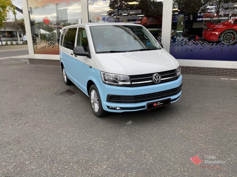 VW T6 zwei Farben bicolor Vollfolierung blau – Bild 2