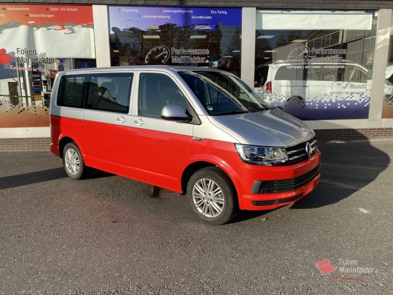 VW T6 zwei Farben bicolor Vollfolierung rot – Bild 1