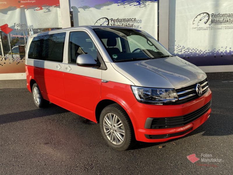 VW T6 zwei Farben bicolor Vollfolierung rot – Bild 6