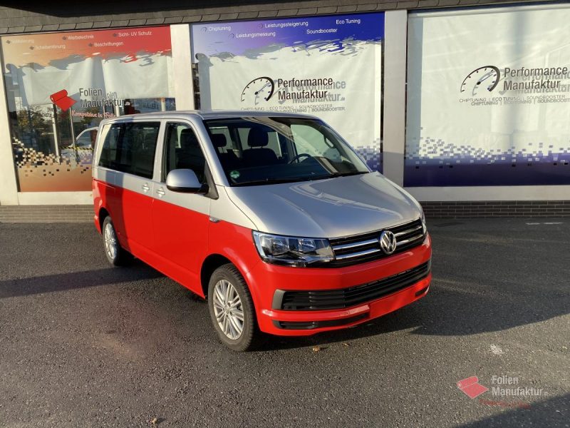 VW T6 zwei Farben bicolor Vollfolierung rot – Bild 5