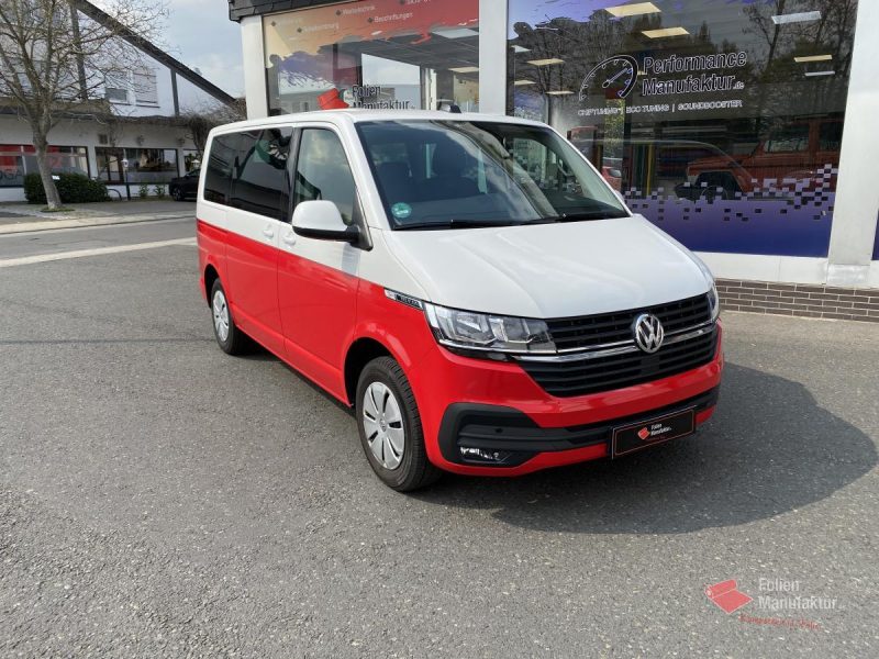 VW T6.1 zwei Farben bicolor Vollfolierung rot – Bild 10
