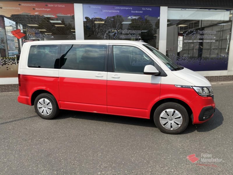 VW T6.1 zwei Farben bicolor Vollfolierung rot – Bild 7
