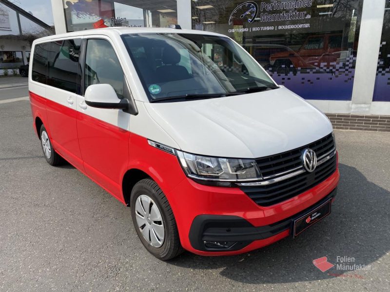 VW T6.1 zwei Farben bicolor Vollfolierung rot – Bild 5
