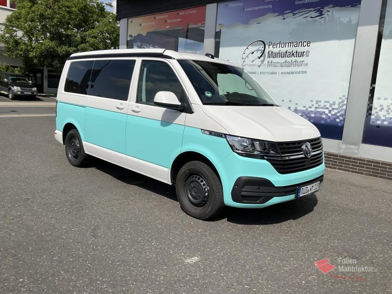 VW T6 zwei Farben bicolor Vollfolierung türkis – Bild 7