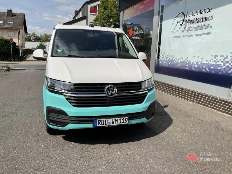 VW T6 zwei Farben bicolor Vollfolierung türkis – Bild 6