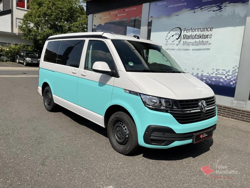 VW T6 zwei Farben bicolor Vollfolierung türkis – Bild 3