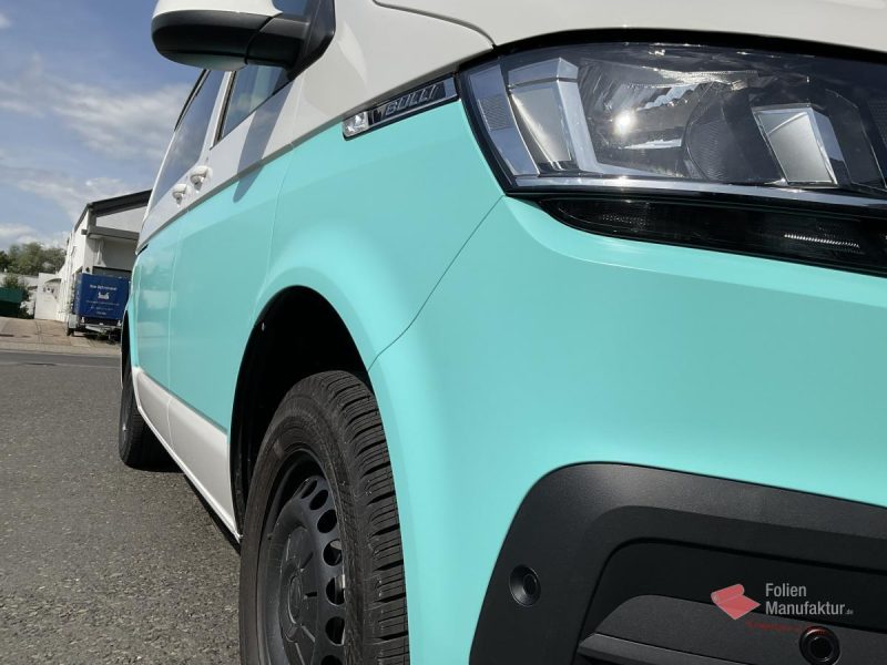 VW T6 zwei Farben bicolor Vollfolierung türkis – Bild 1